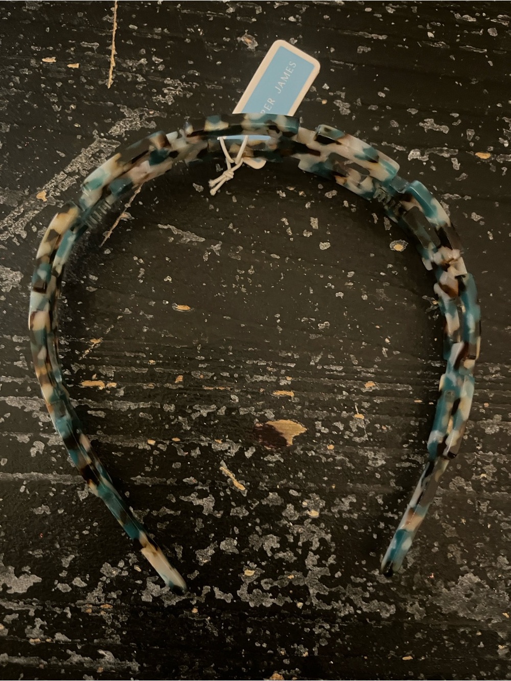 Draper James Blue, Brown Tortoise  Chain Link Headband. - Picture 6 of 6